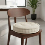Teddy Fabric Round Booster Cushion Soft Seat Riser Pad for Dining Chair - Cream