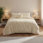Super Fluffy Duvet Cover Ultra Soft, Cloud-Like Comfort Snug Sleep - King - Cream
