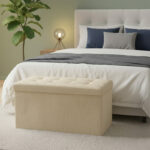 Crushed Velvet Rectangle Storage Box with Lid Elegant Organizer for Any Room - Cream