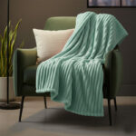 Chunky Ribbed Mink Throw Ultra Soft Warm Elegant Blanket for Sofa Or Bed - 200 x 240cm - Duck Egg
