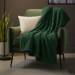 Chunky Ribbed Mink Throw Ultra Soft Warm Elegant Blanket for Sofa Or Bed - 150 x 200cm - Emerald