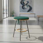 Waterproof Round Foam Seat Pad with Ties Pack of 4 Chair Cushion Seating - Green