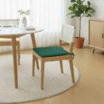 Foam Seat Pad with Ties Pack of 4 Comfortable Chair Cushion for Dining, Kitchen Garden Seating - Green