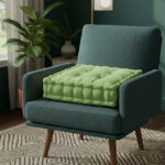 Teddy Fabric Square Booster Cushion Soft Seat Riser Pad for Dining Chair - Green