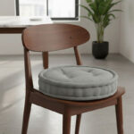 Teddy Fabric Round Booster Cushion Soft Seat Riser Pad for Dining Chair - Grey