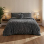 Super Fluffy Duvet Cover Ultra Soft, Cloud-Like Comfort Snug Sleep - Super King - Grey