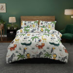 Kids Jungle Animal Theme Duvet Cover Set Cute Colorful And Soft Bedding - Single