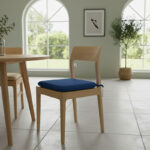 Waterproof Square Foam Seat Pad with Ties Pack of 4 Chair Cushion Seating - Navy Blue