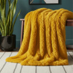 Cuddly Extra Fluffy Throw Ultra Soft Plush Blanket for Sofa Bed Home Decor - Ochre