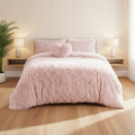 Super Fluffy Duvet Cover Ultra Soft, Cloud-Like Comfort Snug Sleep - Double - Pink