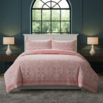 Elegant Floral Duvet Set Modern Flower Pattern Bedding for Home Decor - King - Pink
