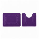 2 Piece Box Design Bath Mat Set Soft Absorbent Non-Slip Bathroom Mats - Plum