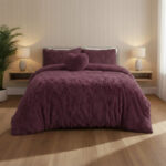 Super Fluffy Duvet Cover Ultra Soft, Cloud-Like Comfort Snug Sleep - Double - Plum