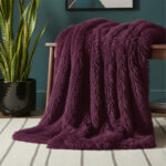 Cuddly Extra Fluffy Throw Ultra Soft Plush Blanket for Sofa Bed Home Decor - Plum