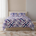 Union Jack Duvet Cover Set Trendy British Flag Bedding Bedroom Decor - Single - Purple