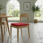 Waterproof Square Foam Seat Pad with Ties Pack of 4 Chair Cushion Seating - Red