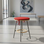Waterproof Round Foam Seat Pad with Ties Pack of 4 Chair Cushion Seating - Red