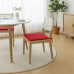 Foam Seat Pad with Ties Pack of 4 Comfortable Chair Cushion for Dining, Kitchen Garden Seating - Red