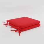 Foam Seat Pad with Ties Pack of 2 Comfortable Chair Cushion for Dining, Kitchen Garden Seating - Red