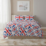 Union Jack Duvet Cover Set Trendy British Flag Bedding Bedroom Decor - Super King - Red