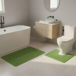 2 Piece Box Design Bath Mat Set Soft Absorbent Non-Slip Bathroom Mats - Sage Green