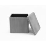 Corduroy Square Storage Box with Lid Elegant Organizer for Any Room - Silver