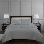Ruffle Design Duvet Cover Soft Elegant Bedding Set with Pillowcases - King - Silver