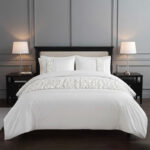 Ruffle Design Duvet Cover Soft Elegant Bedding Set with Pillowcases - Double - White