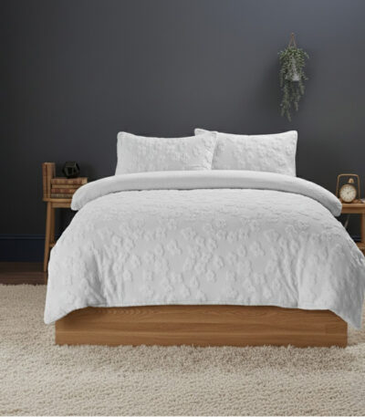 Ultra Soft Teddy Duvet Cover Set Daisy Embossed Cozy Fleece Bedding