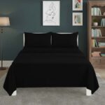 Easy Care Flat Bed Sheet Polycotton Durable Low Maintenance Bedding - Double - Black