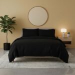 Flannelette Cotton Duvet Cover Set Soft Brushed Warm Bedding Set - Super King - Black