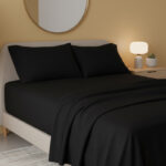 Flannelette Flat Sheet Soft Brushed Cotton Bedding for Warmth Comfort - Super King - Black