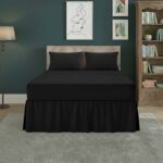 Fitted Valance Bed Sheet Polycotton Mattress Cover And Frill Easy Care - Single - Black