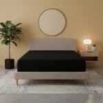 Flannelette Fitted Sheet Soft Brushed Cotton Bedding Warmth Comfort - Small Double 4FT - Black