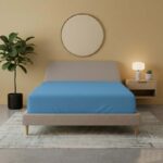 Flannelette Fitted Sheet Soft Brushed Cotton Bedding Warmth Comfort - King - Blue