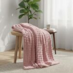 Rabbit Faux Fur Throw Blanket Ultra Soft Luxury Throw for Sofa And Bed - Blush