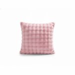 Square Teddy Design Cushion Cover Soft Plush Decorative Cushion Case - Blush