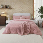 Luxury Teddy Cord Design Bedding Set Ultra Soft Cozy Stylish Comfort - King - Blush Pink