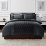Zig Zag 3D Teddy Duvet Cover Set Ultra Soft Teddy Fleece Bedding with Pillowcases - Double - Charcoal