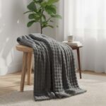 Rabbit Faux Fur Throw Blanket Ultra Soft Luxury Throw for Sofa And Bed - Charcoal