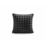 Square Teddy Design Cushion Cover Soft Plush Decorative Cushion Case - Charcoal