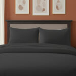Microfibre Soft Touch Satin Stripe Housewife Pillowcase Pair - Charcoal