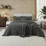 Luxury Teddy Cord Design Bedding Set Ultra Soft Cozy Stylish Comfort - Single - Charcoal