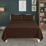 Easy Care Flat Bed Sheet Polycotton Durable Low Maintenance Bedding - Double - Chocolate