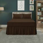 Fitted Valance Bed Sheet Polycotton Mattress Cover And Frill Easy Care - Single - Chocolate