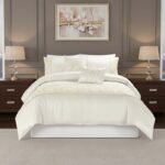 Embroidered Floral Duvet Cover Set Luxury Bedding Matching Pillowcases - King - Cream