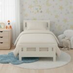 Flannelette Cotton Cot Bed Duvet Cover Set Brushed Warm Bedding Set - Cream