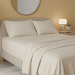Flannelette Flat Sheet Soft Brushed Cotton Bedding for Warmth Comfort - Super King - Cream