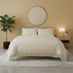 Flannelette Cotton Duvet Cover Set Soft Brushed Warm Bedding Set - Super King - Cream