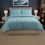 Velvet Leaf Design Duvet Cover Elegant Soft Touch Luxury Bedding - Double